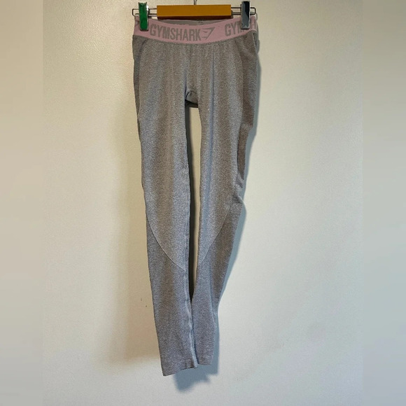 Gymshark Heather Grey Flex Leggings With Baby Pink Band - Picture 5 of 10